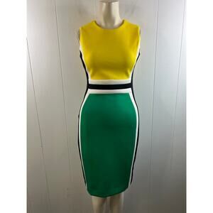 Calvin Klein Yellow and Green Midi Dress